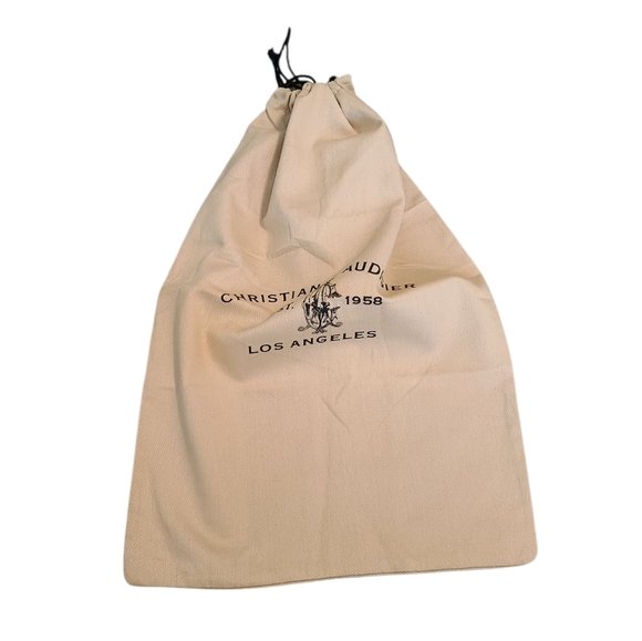 CHRISTIAN AUDIGIER LOS ANGELES Est. 1958 Tan Logo Drawstring Dust Bag 18 x 12.5" - Picture 3 of 12